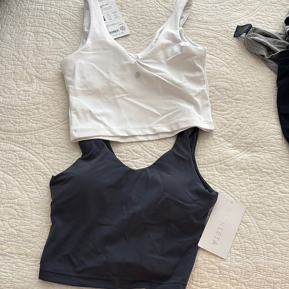 Athleta White and Dark Gray Crop Tops